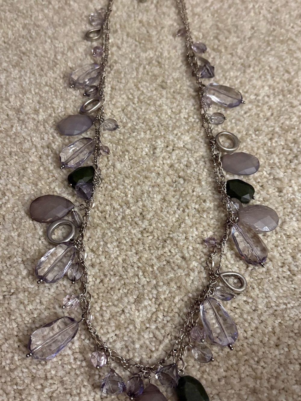 Chico’s Delicate Lilac and Gray Beaded Cascade Necklace